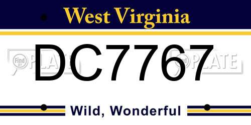 DC7767 West Virginia License Plate