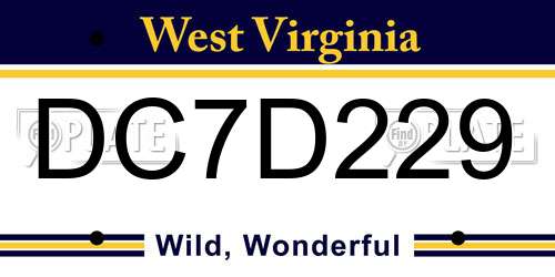 DC7D229 West Virginia License Plate