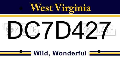 DC7D427 West Virginia License Plate