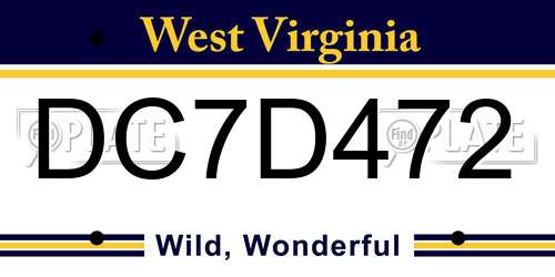 DC7D472 West Virginia License Plate