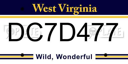 DC7D477 West Virginia License Plate