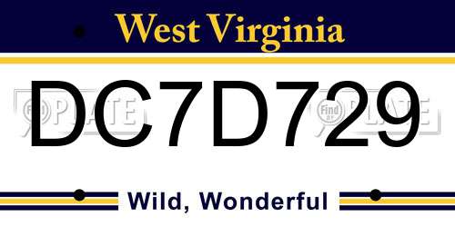 DC7D729 West Virginia License Plate