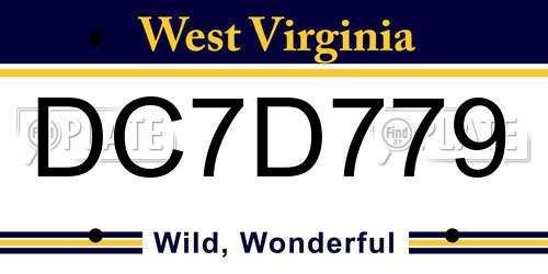 DC7D779 West Virginia License Plate