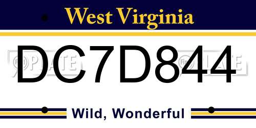 DC7D844 West Virginia License Plate