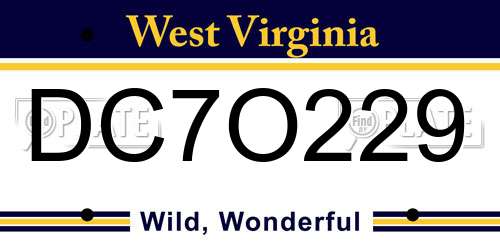 DC7O229 West Virginia License Plate