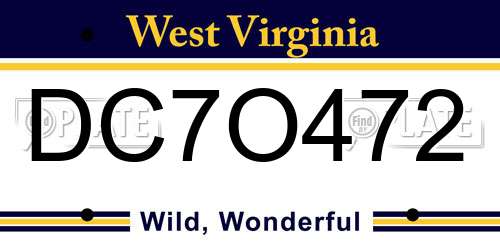 DC7O472 West Virginia License Plate