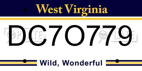 DC7O779 West Virginia License Plate