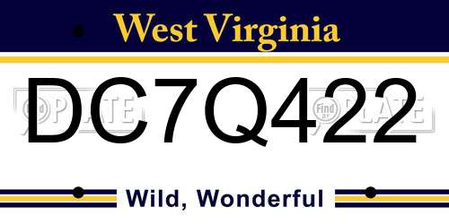 DC7Q422 West Virginia License Plate