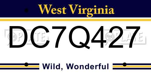 DC7Q427 West Virginia License Plate