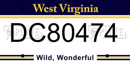 DC80474 West Virginia License Plate