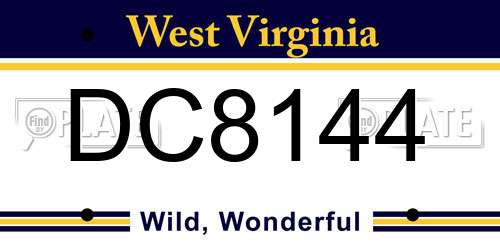 DC8144 West Virginia License Plate
