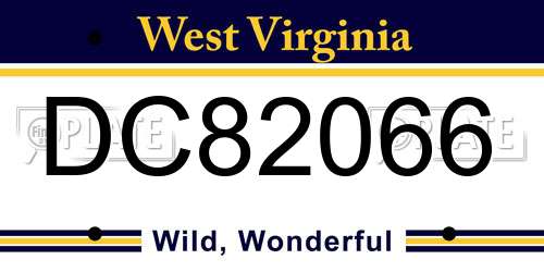 DC82066 West Virginia License Plate