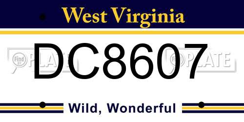 DC8607 West Virginia License Plate
