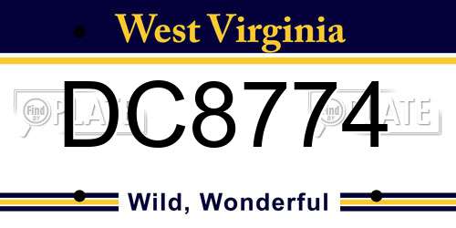 DC8774 West Virginia License Plate