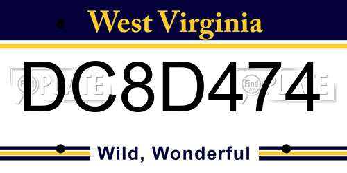 DC8D474 West Virginia License Plate