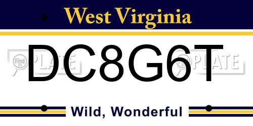 DC8G6T West Virginia License Plate