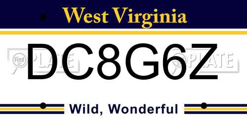 DC8G6Z West Virginia License Plate