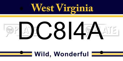 DC8I4A West Virginia License Plate