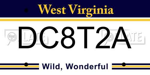 DC8T2A West Virginia License Plate