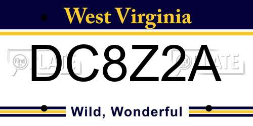 DC8Z2A West Virginia License Plate