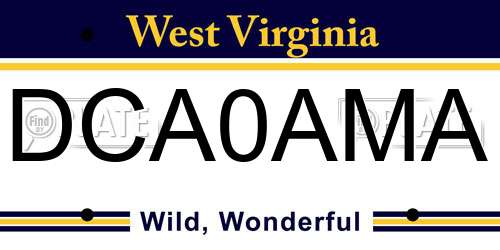 DCA0AMA West Virginia License Plate