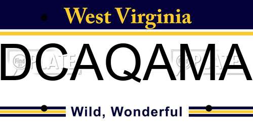 DCAQAMA West Virginia License Plate
