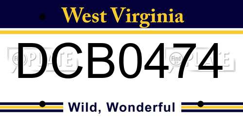 DCB0474 West Virginia License Plate