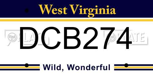DCB274 West Virginia License Plate