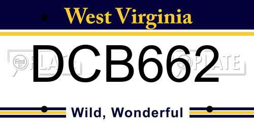 DCB662 West Virginia License Plate