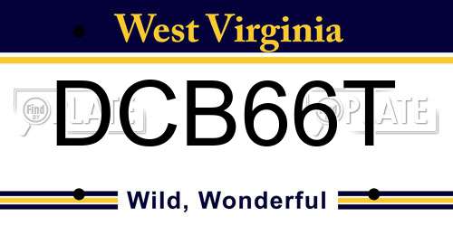 DCB66T West Virginia License Plate