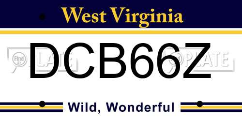 DCB66Z West Virginia License Plate