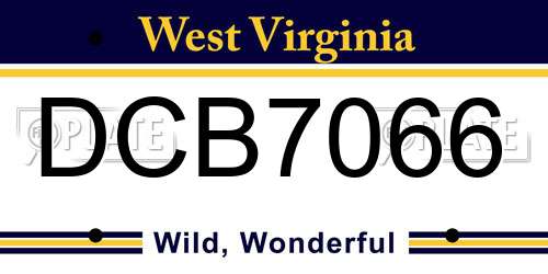 DCB7066 West Virginia License Plate
