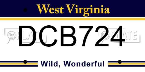 DCB724 West Virginia License Plate