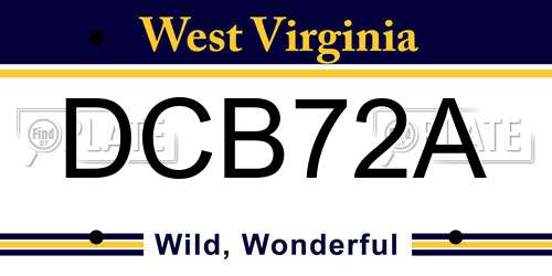 DCB72A West Virginia License Plate