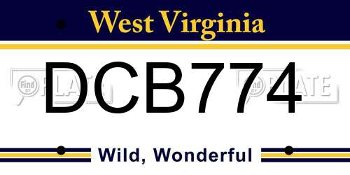 DCB774 West Virginia License Plate