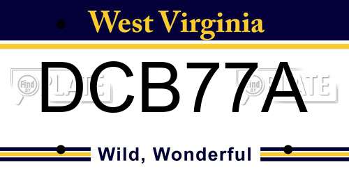 DCB77A West Virginia License Plate