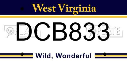 DCB833 West Virginia License Plate