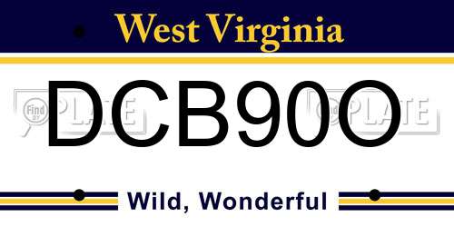 DCB90O West Virginia License Plate