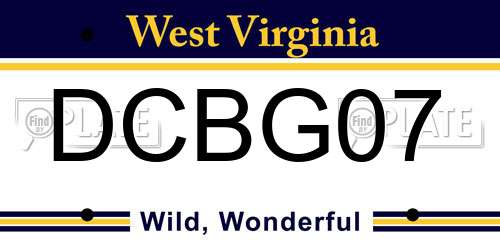 DCBG07 West Virginia License Plate