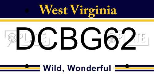 DCBG62 West Virginia License Plate