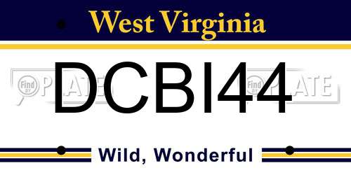 DCBI44 West Virginia License Plate