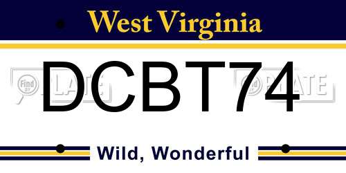 DCBT74 West Virginia License Plate