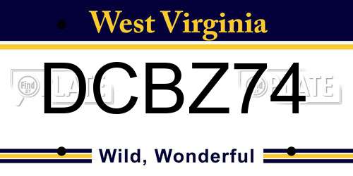 DCBZ74 West Virginia License Plate