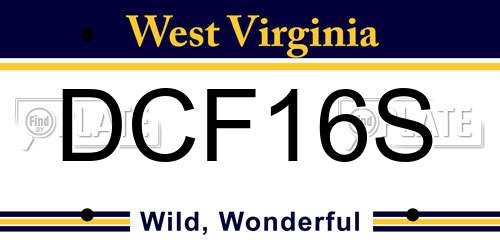 DCF16S West Virginia License Plate