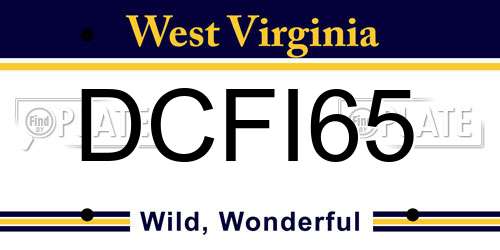 DCFI65 West Virginia License Plate