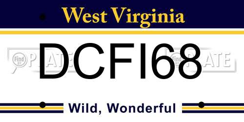DCFI68 West Virginia License Plate