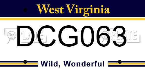 DCG063 West Virginia License Plate