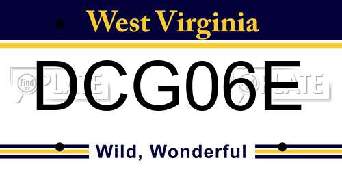 DCG06E West Virginia License Plate