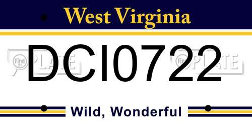 DCI0722 West Virginia License Plate
