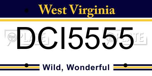 DCI5555 West Virginia License Plate